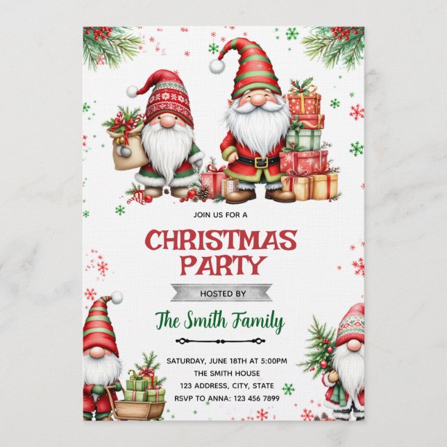 Gnome Christmas party Invitation (Front)