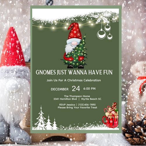 Gnome Christmas Party Invitation