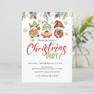 Gnome Christmas Party Invitation - Border