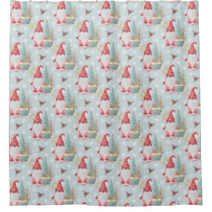 Gnome Christmas Pattern Shower Curtain