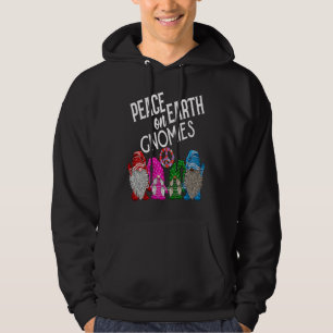 Gnome Christmas  Peace On Earth Gnomies Peace Sign Hoodie