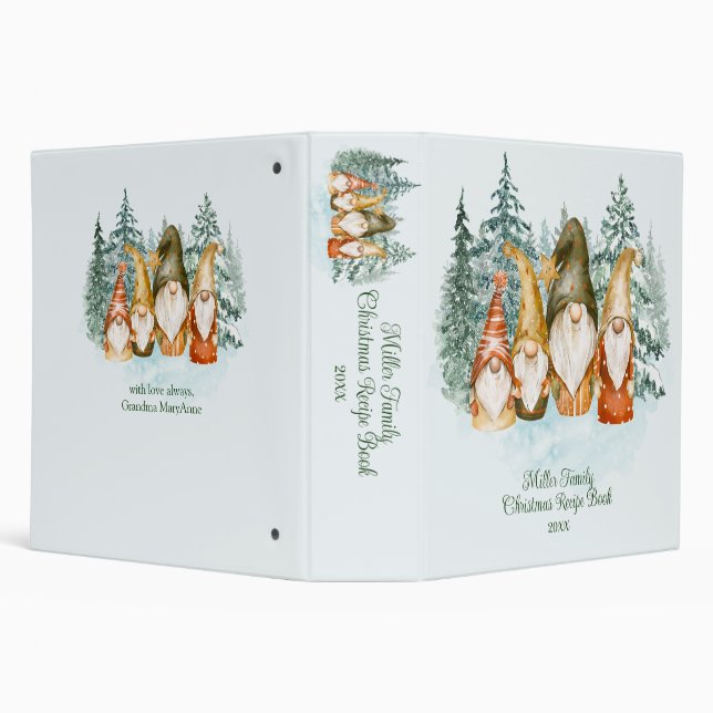 Gnome Christmas Recipe  3 Ring Binder (Background)