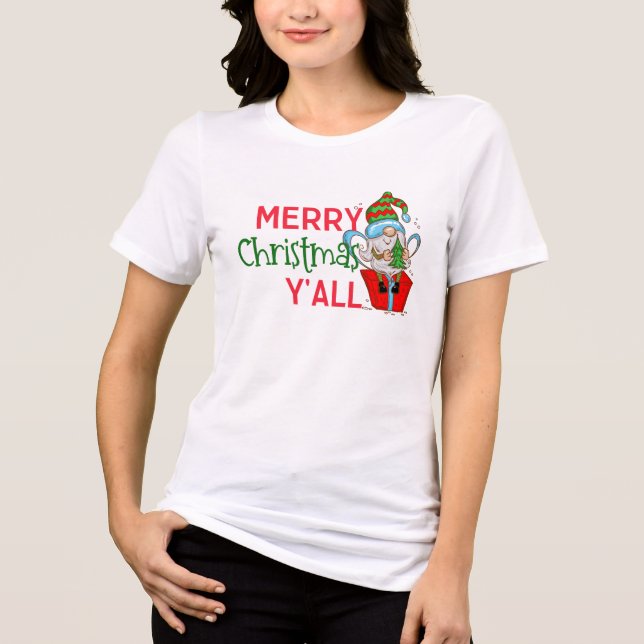 Gnome Christmas Shirt - 'Merry Y'all' Holiday Tee (Front)