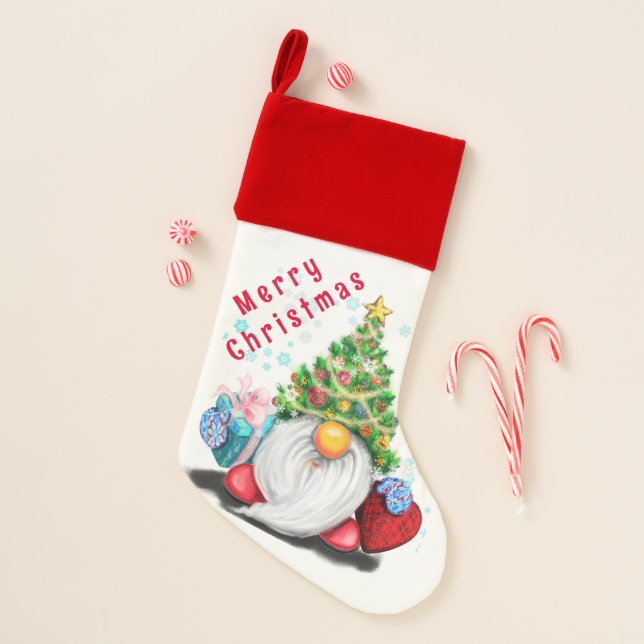 Gnome Christmas Stocking with Gifts for You (Front)