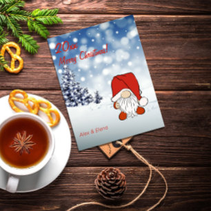 Gnome Christmas tree snow  Holiday Postcard