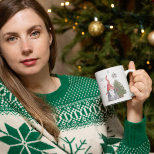 Gnome Christmas Tree Stars Happy Holidays Coffee Mug