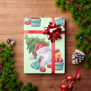 Gnome & Christmas Tree Wrapping Paper