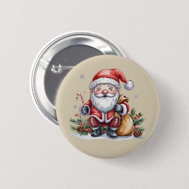 Gnome Christmas Winter Season Gnomes Lover Holiday Button (Front & Back)