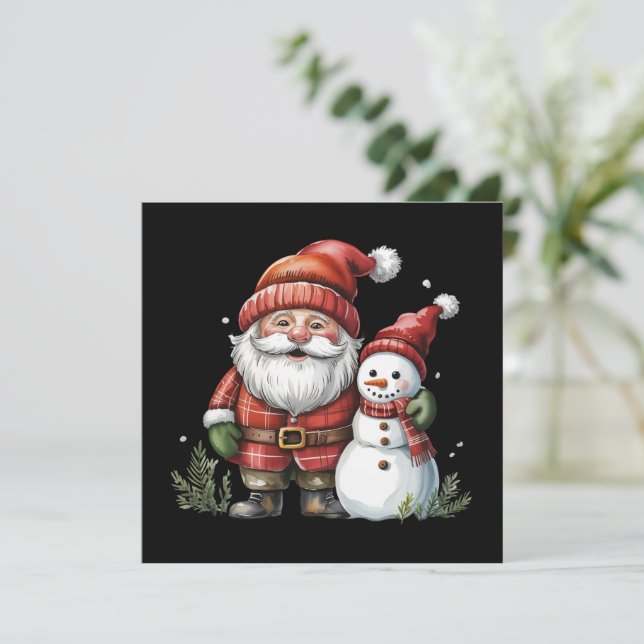 Gnome Christmas Winter Season Gnomes Lover Holiday Card (Standing Front)