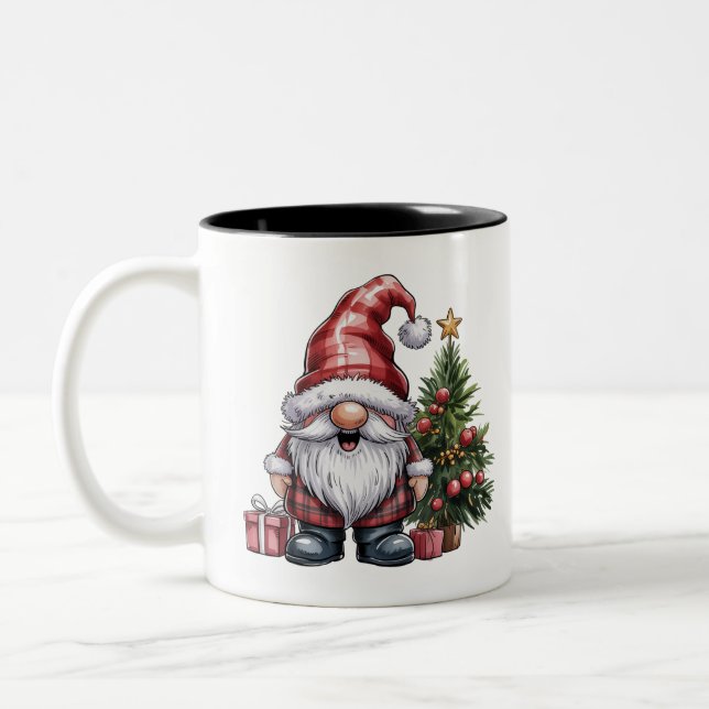 Gnome Christmas Winter Season Gnomes Lover Holiday Two-Tone Coffee Mug (Left)