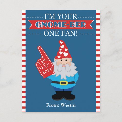 Gnome Classroom Valentine Holiday Postcard