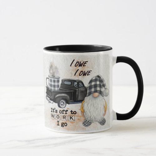 Gnome Coffee Mug Truck Quote Black_White Plaid