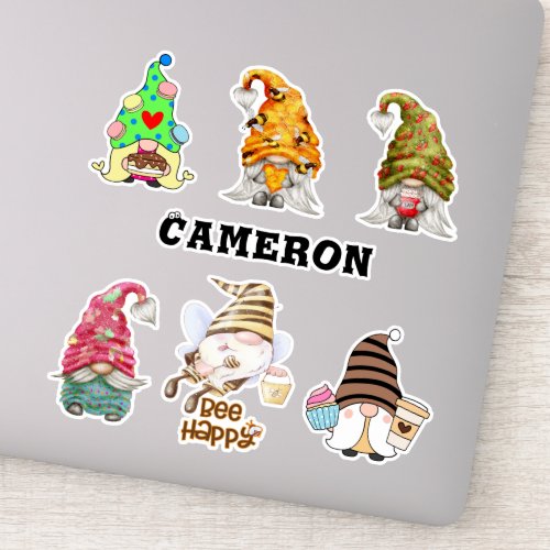 Gnome Collection Add Name Honey Bee Food Lover 8 Sticker