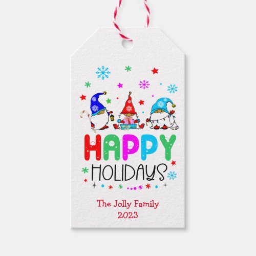 Gnome Colorful Cute Happy Holidays Christmas   Gift Tags