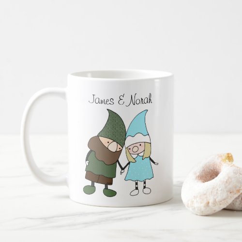 Gnome Couple Custom name personalized gift Coffee Mug