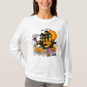 Gnome Couple, Haunted House, Ghost, JackO'Lanterns T-Shirt