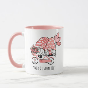 Gnome Couple on Bike Personalized Valentine's Day Mug