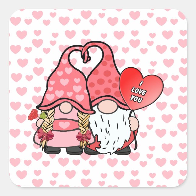 Gnome Couple Square Sticker (Front)