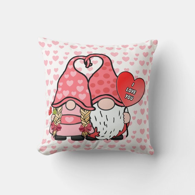 Gnome Couple  Throw Pillow (Front)