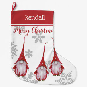 Gnome Custom Large Christmas Stocking