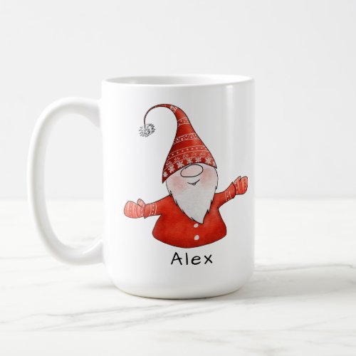 Gnome Custom Name Red Christmas Coffee Mug
