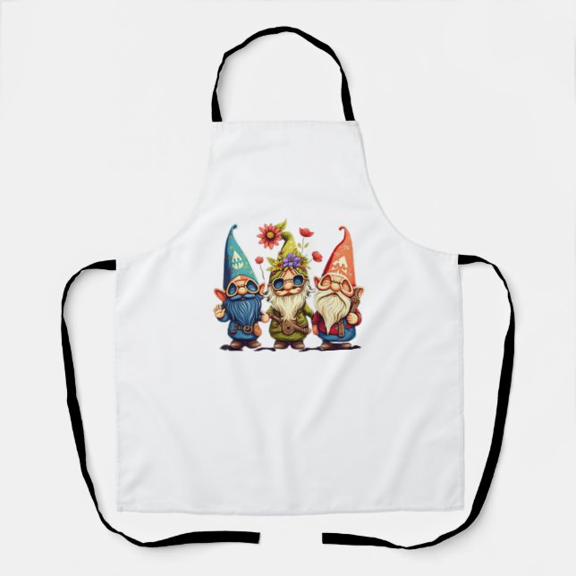 Gnome Cute and funny gnome Hippie sunflower peace  Apron (Front)