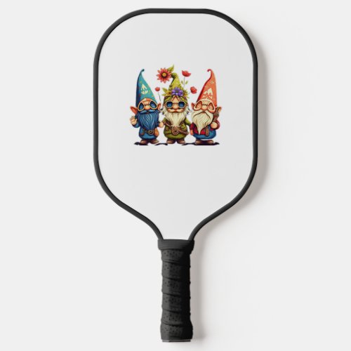 Gnome Cute and funny gnome Hippie sunflower peace  Pickleball Paddle