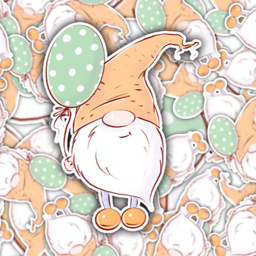 Gnome Easter Balloon Sticker  Die_Cut Sticker