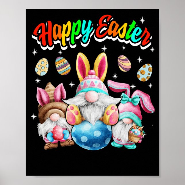 Gnome Easter With Bunny Ear Women Happy Easter Poster (Front)