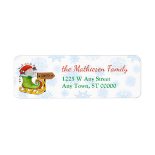 Gnome Elf Christmas Skate Return Address Label
