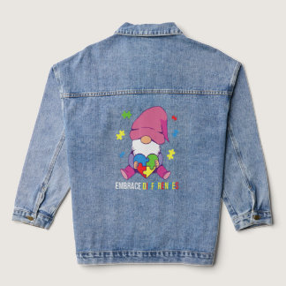 Gnome Embrace Differences Autism Awareness Autisti Denim Jacket