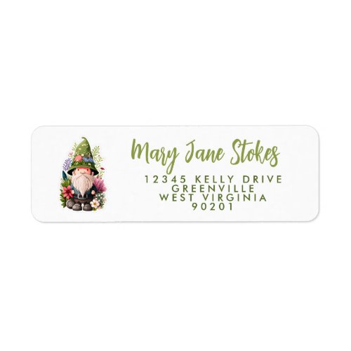 gnome envelope RETURN ADDRESS garden green Label