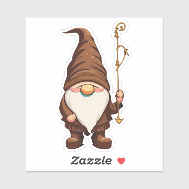 Gnome Explorer With Walking Cane  Sticker  (Sheet)