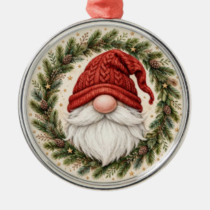 Gnome Face — Round Christmas Ornament