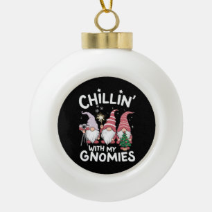 Gnome Family Christmas Chillin With My Gnomies Ceramic Ball Christmas Ornament