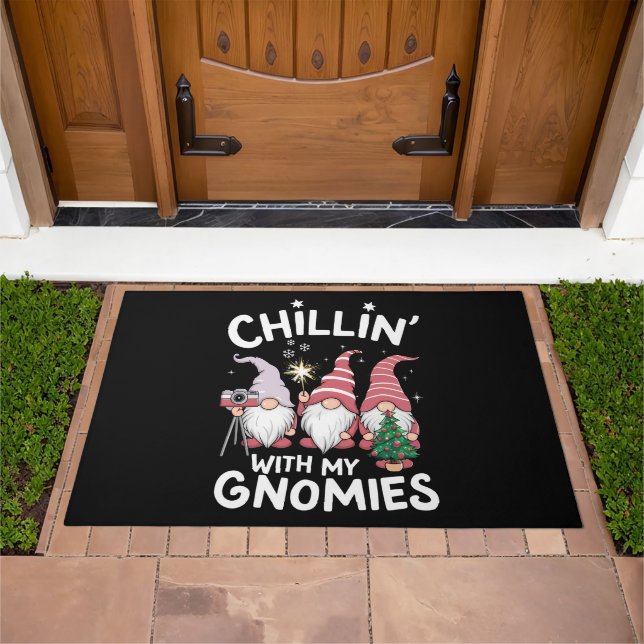 Gnome Family Christmas Chillin With My Gnomies Doormat (Outdoor)