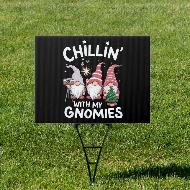 Gnome Family Christmas Chillin With My Gnomies Sign (Insitu)