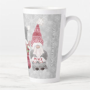 Gnome Family Christmas Snowflake Gray Red Love Joy Latte Mug