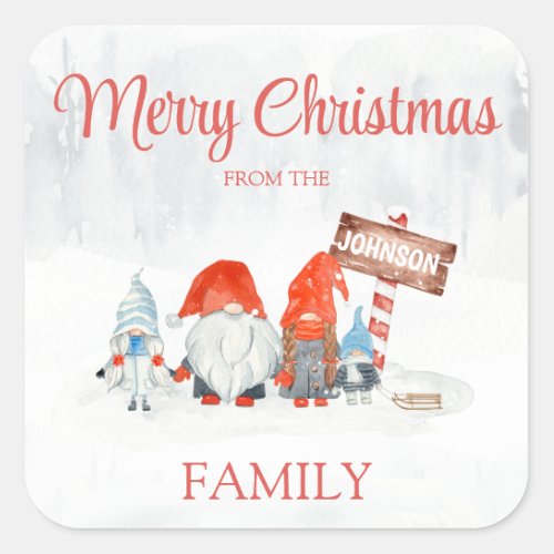 Gnome Family of Four Christmas Sticker