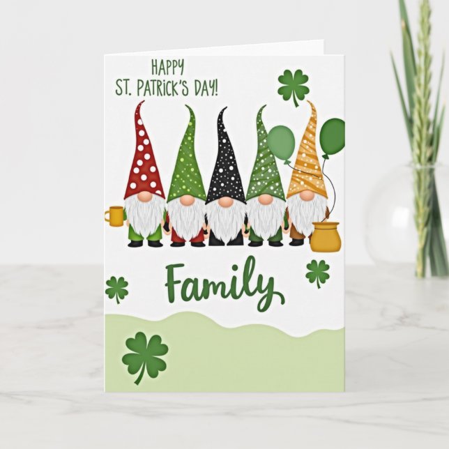 Gnome Family St Patricks Day Card (Front)
