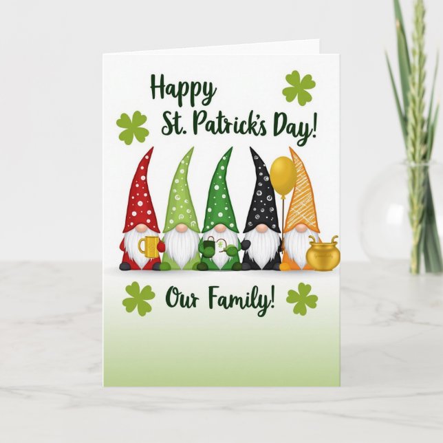 Gnome Family St Patricks Faux Gold Card (Front)