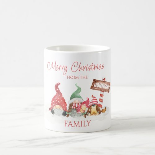 Gnome Family with Newborn Baby and Dog Christmas  Coffee Mug