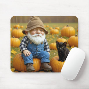 Gnome Farmer On an Autumn Pumpkin Mouse Pad