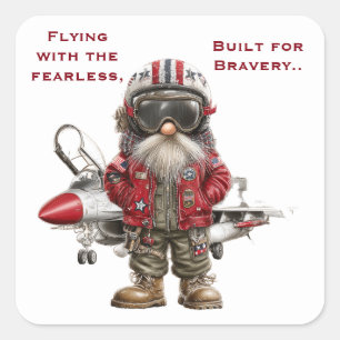 Gnome Fearless Flight Tribute Square Sticker
