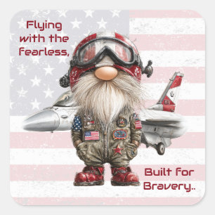 Gnome Fearless Flight Tribute Square Sticker