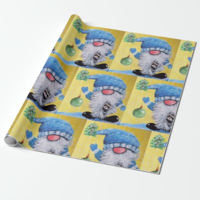 Gnome &amp; ferret Christmas wrapping paper