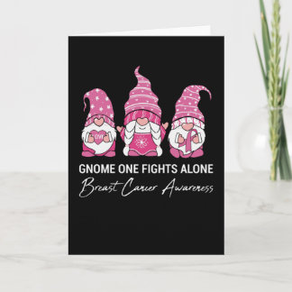 Gnome Fights Alone Family Matching Breast Cancer Card