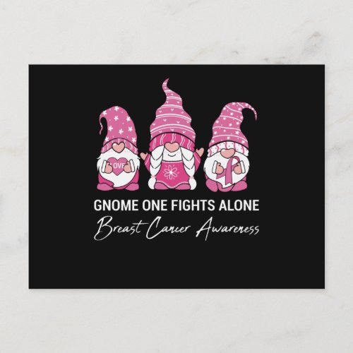 Gnome Fights Alone Family Matching Breast Cancer Postcard