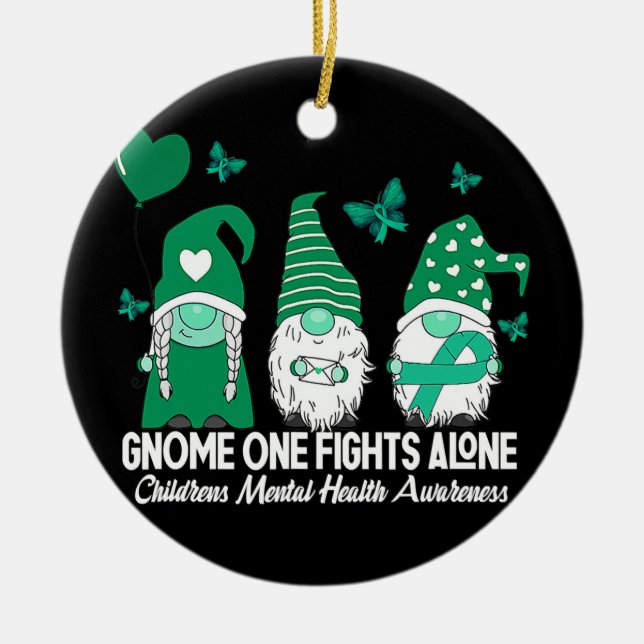Gnome Fights Childrens Mental Health Awareness Ceramic Ornament (Front)