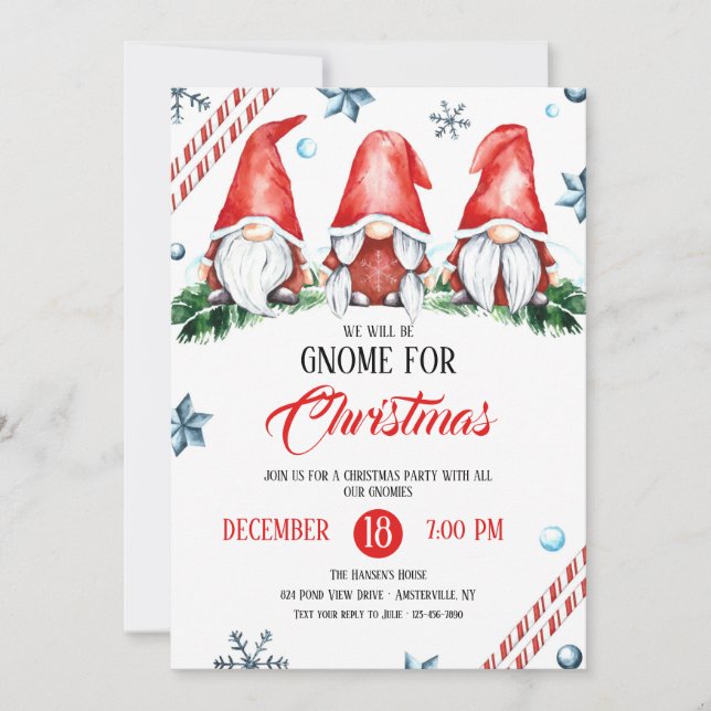 Gnome For Christmas Party Invitation (Front)